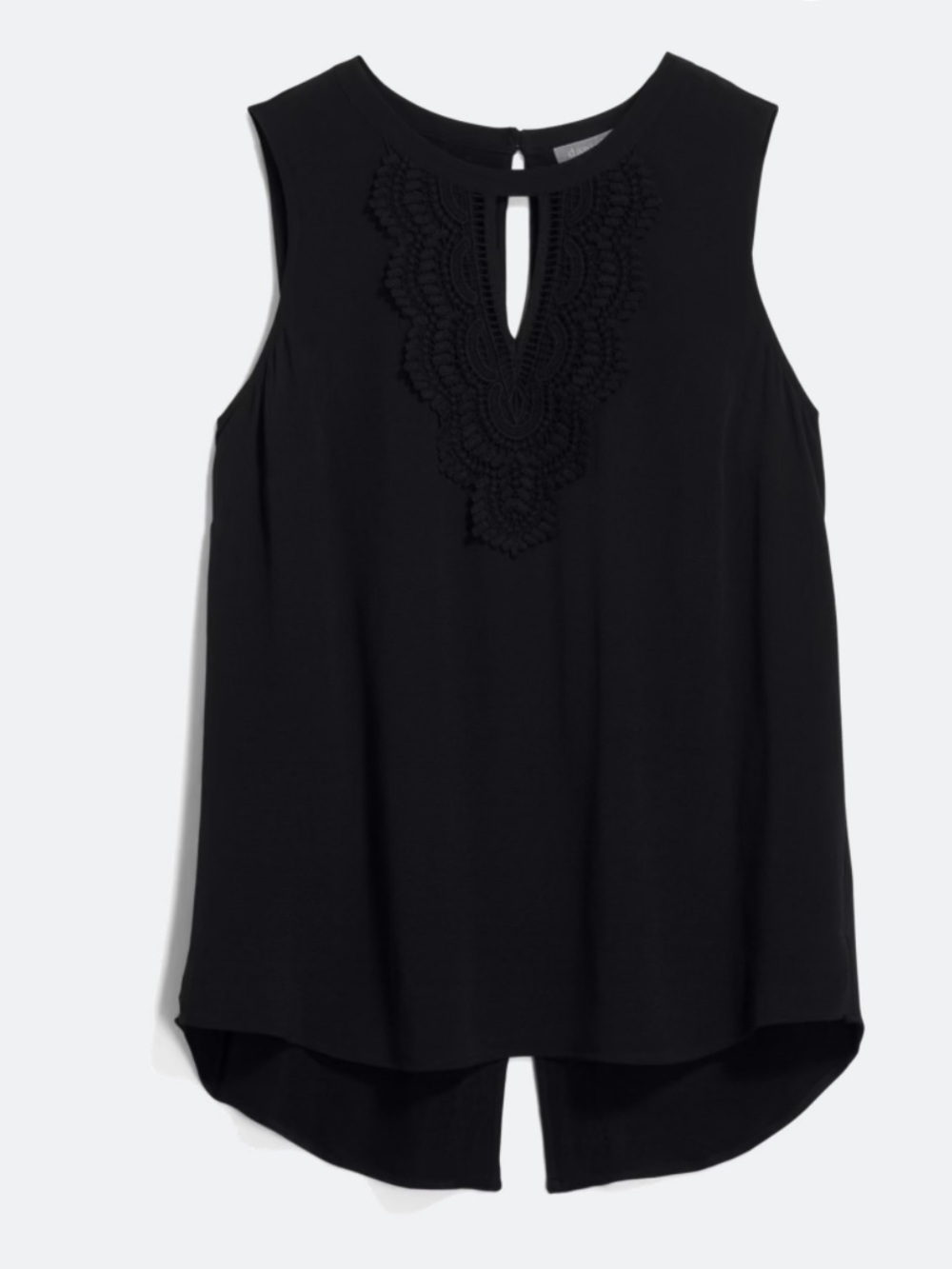 Daniel Rainn Black Crochet-Detail Sleeveless Tank